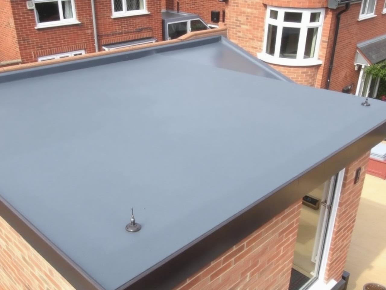 Single-ply flat roof finished on a rear extension