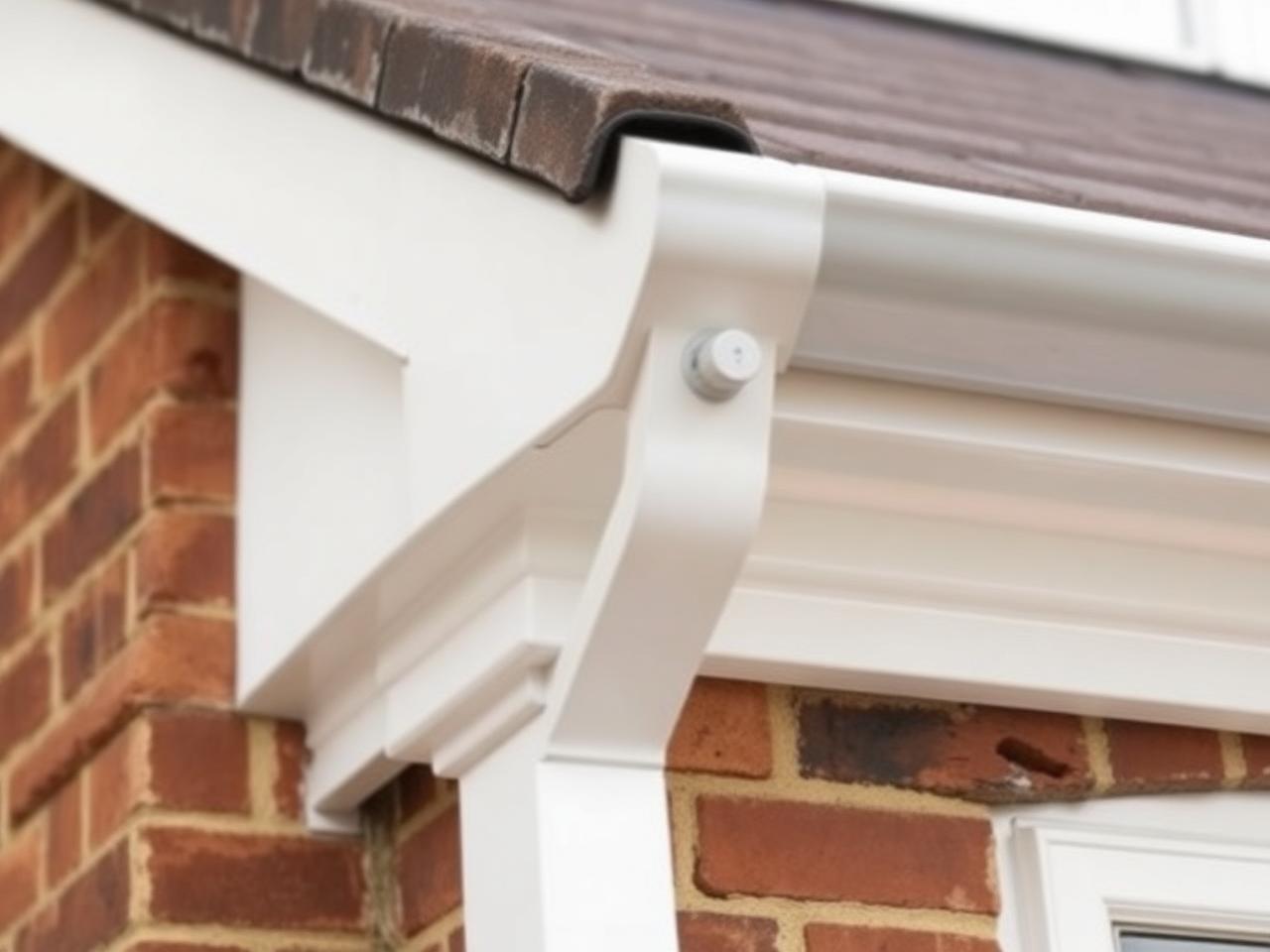White UPVC fascias, soffits and guttering fitted along a brick eaves